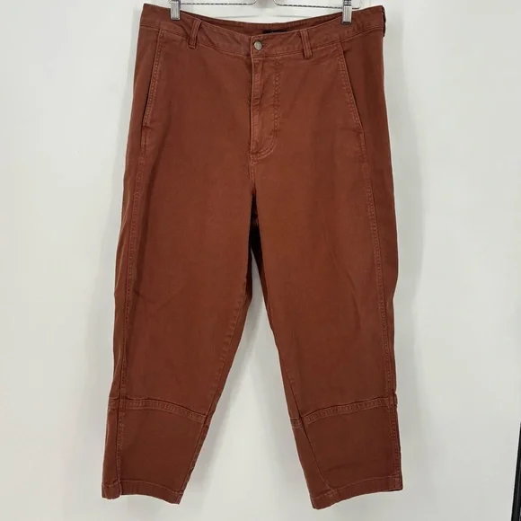 QUINCE organic stretch cotton twill barrel Rust Wide-Leg Pant Sz 16 office - Picture 2 of 11